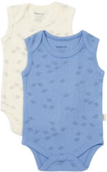 BabyCosy Set 2 body-uri fara maneci Printed, BabyCosy, 50% modal+50% bumbac, Ecru/Lavanda (Marime: 6-9 luni)