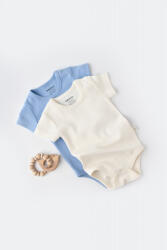 BabyCosy Set 2 body-uri bebe unisex -100% bumbac organic - Ecru/Bleu, BabyCosy (Marime: 18-24 Luni)