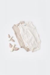 BabyCosy Set 2 body-uri fara maneci bebe unisex -100% bumbac organic - Ecru cu buline, BabyCosy (Marime: 9-12 luni)