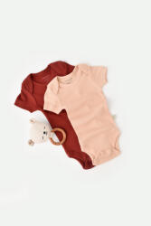 BabyCosy Set 2 body-uri bebe unisex din bumbac organic si modal - Caramiziu/Somon, BabyCosy (Marime: 12-18 Luni)