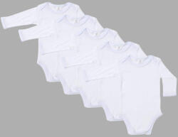 drool Set 5 body-uri din bumbac albe cu maneca lunga Drool (Marime: 6-12 Luni)