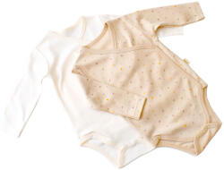 BabyCosy Set 2 body-uri cu maneca lunga petreceute bebe unisex -100% bumbac organic - Crem cu buline, BabyCosy (Marime: 6-9 luni)