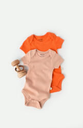 BabyCosy Set 2 body-uri bebe unisex din bumbac organic si modal - Rodie/Piersica, BabyCosy (Marime: 18-24 Luni)