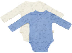 BabyCosy Set 2 body-uri petrecute Printed, BabyCosy, 50% modal+50% bumbac, Ecru/Lavanda (Marime: 0-3 Luni)