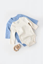 BabyCosy Set 2 body-uri cu maneca lunga bebe unisex -100% bumbac organic - Ecru/Bleu, BabyCosy (Marime: 18-24 Luni)