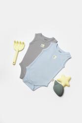 BabyCosy Set 2 body-uri fara maneci Bamboo, bleu, BabyCosy, 50% bambus+50% bumbac (Marime: 18-24 Luni)