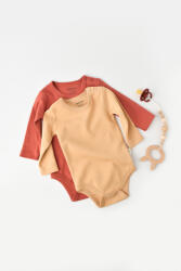 BabyCosy Set 2 body-uri cu maneca lunga bebe unisex -100% bumbac organic - Mustar/Scortisoara, BabyCosy (Marime: 12-18 Luni)
