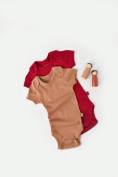 BabyCosy Set 2 body-uri bebe unisex din bumbac organic si modal - Maro/Rosu, BabyCosy (Marime: 12-18 Luni)