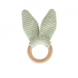 BabyJem Jucarie dentitie din bumbac cu inel din lemn BabyJem Amigurumi (Culoare: Verde)