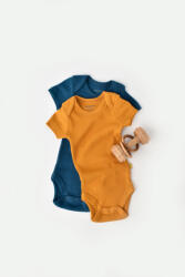 BabyCosy Set 2 body-uri bebe unisex din bumbac organic si modal - Bleumarin/Sofran, BabyCosy (Marime: 6-9 luni)