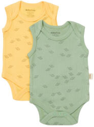 BabyCosy Set 2 body-uri fara maneci Printed, BabyCosy, 50% modal+50% bumbac, Lamaie/Verde (Marime: 3-6 Luni)