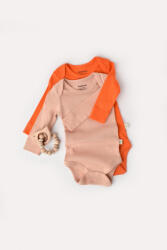 BabyCosy Set 2 body-uri cu maneca lunga bebe unisex din bumbac organic si modal - Rodie/Piersica, BabyCosy (Marime: 3-6 Luni)
