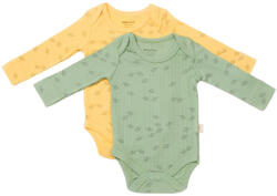 BabyCosy Set 2 body-uri cu maneca lunga Printed, BabyCosy, 50% modal+50% bumbac, Lamaie/Verde (Marime: 12-18 Luni)