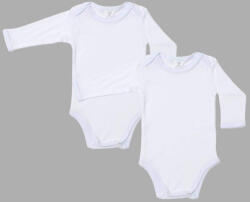 drool Set 2 body-uri din bumbac albe cu maneca lunga Drool (Marime: 3-6 Luni)