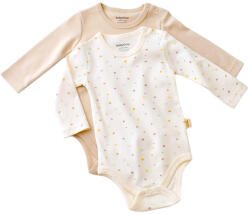 BabyCosy Set 2 body-uri cu maneca lunga bebe unisex -100% bumbac organic - Ecru cu buline, BabyCosy (Marime: 0-3 Luni)
