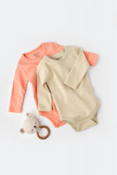 BabyCosy Set 2 body-uri cu maneca lunga bebe unisex -100% bumbac organic - Roz/Crem, BabyCosy (Marime: 12-18 Luni)