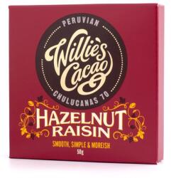 Willie's Cacao - Étcsokoládé mogyoróval és mazsolával 50g