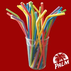 Palm hajlékony papírszívószál 6 MM x 22 CM, színes - 200 db/csomag
