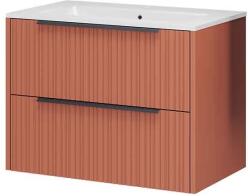 Fluminia Mobilier suspendat pentru lavoar Fluminia Istria 80 cu 2 sertare, front riflat, 80x46 cm, mattone, mâner negru (ISTRIA82-MA-C-HIC02) - e-baie