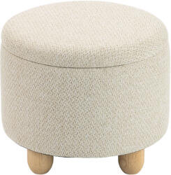 HOMCOM Taburet Rotund cu Spațiu de Depozitare, Capac, 19 L, Material Textil cu Aspect de Iută, 38, 5x38, 5x33, 5 cm, Bej | Aosom Romania (838-633V00BG)