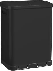 HomCom Coș de gunoi de bucătărie cu dublu compartiment 2 x 30 l cu pedală din oțel inoxidabil, capac cu închidere silențioasă, negru | Aosom Romania (851-035V00BK) Cos de gunoi
