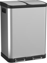 HomCom Coș de gunoi pentru bucătărie cu dublu compartiment 2 x 30L cu pedală din oțel inoxidabil, capac cu închidere silențioasă, argintiu | Aosom Romania (851-035V00SR) Cos de gunoi