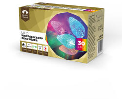 DekorTrend Kristálycsepp fényfüzér, zöld kábel, multi, 600 cm, 30 LED (KDE_035)