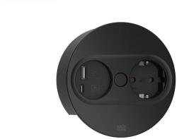 Bachmann Priza incorporabila Bachmann Twist 2, 820.08. 405, capac rotativ, 1 priza Schuko, 2 porturi USB, 230 V, negru (820.08.405)
