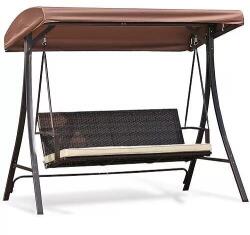  HURGHADA 3 személyes rattan hintaágy - barna - 201x122x182 cm