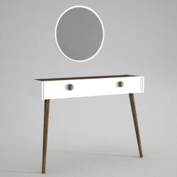  Nappali/Hálószoba Dekorációs Asztal, UnicUtil Luxus Kiadás, 120x35x89 cm, Fehér Diófa