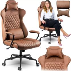  Irodai szék, Sofotel Verona, barna, 41-48 cm ülésmagasság, hintafunkció, gázliftes magasságállítás, műbőr kárpit, gumírozott kerekek, fém talp, deréktámasz és fejpárna, 120 kg teherbírás