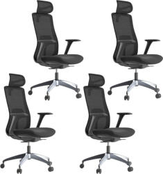 Mercury 4PACK Ergonomikus irodai szék WISDOM, fekete műanyag, sötétszürke (4 db)