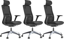 Mercury 3PACK WISDOM ergonomikus irodai szék, fekete műanyag, sötétszürke (3 db)