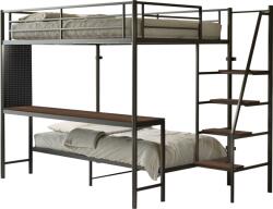 TEMPO KONDELA Pat supraetajat, negru, metal, 90x200, NIVARA