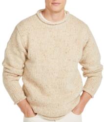 Aran Woollen Mills Pulover din lână pentru bărbați cu tivuri pliate natural mărimi îmbrăcăminte L (5-51539-L)