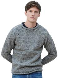 Aran Woollen Mills Pulover din lână pentru bărbați cu tivuri pliate gri mărimi îmbrăcăminte L (5-51540-L)