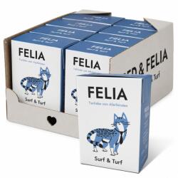 Fred & Felia FELIA Surf&Turf - párolt marhahús menü tarkasügérrel - teljes értékű nedves eledel felnőtt macskáknak, 10 x 190 g