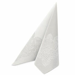 PAW Textilhatású szalvéta 40x40 cm 50 lap/csomag - Royal lace ezüst, fehér
