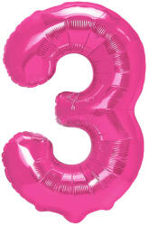 PartyPal 3. szám, fólia lufi, 100 cm, pink
