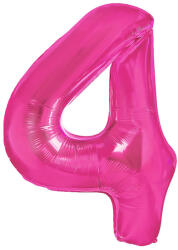 PartyPal 4. szám, fólia lufi, 100 cm, pink