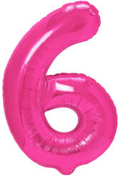 PartyPal 6. szám, fólia lufi, 100 cm, pink