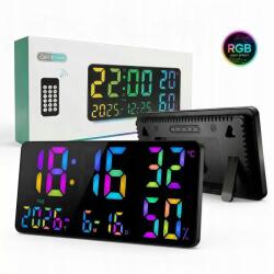 ZaoWanAn Rgb Led óra 35CM Elektronikus hőmérséklet távirányítóval és riasztóval (ZAOWANAN-2639-SZ)
