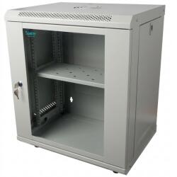 Spacer CABINET 19" SPACER 12U 500x400mm, fixare pe perete, Flatpack (dezasamblat), Grey, usa sticla cu blocare, panouri detasabile, otel 1mm, sarcina maxima 25Kg, contine un raft si roti, "SPCW-12U-400-GR-02