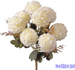  Krizantém selyemvirág csokor, 9 fejes, 40cm magas, virágfej átmérő: 7.5cm - Fehér
