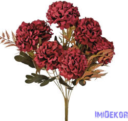  Krizantém selyemvirág csokor, 9 fejes, 40cm magas, virágfej átmérő: 7.5cm - Burgundy