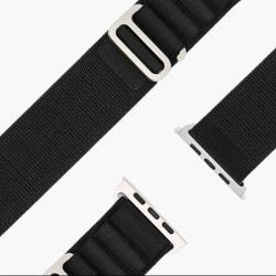 Hoco MultiLoop Band pentru Apple Watch - Nylon Elastic - Negru / Crem - G-Hook - 38-49 mm - Confort și Performanță (WA13)