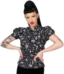 KILLSTAR Cămașă femei KILLSTAR - The Heat Button Up - Negru/Alb - KSRA010896