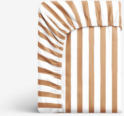 Goldea cearceaf de pat cu elastic din bumbac - dungi maro de toamnă 140 x 200 cm