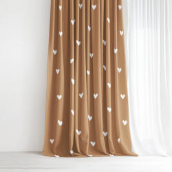 Goldea draperie 100% bumbac - inimioare pe maro de toamnă 160x150 cm