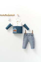 Tongs baby Set cu blugi si bluzita cu guleras pentru bebelusi Monster, Tongs baby (Culoare: Gri, Marime: 9-12 luni)